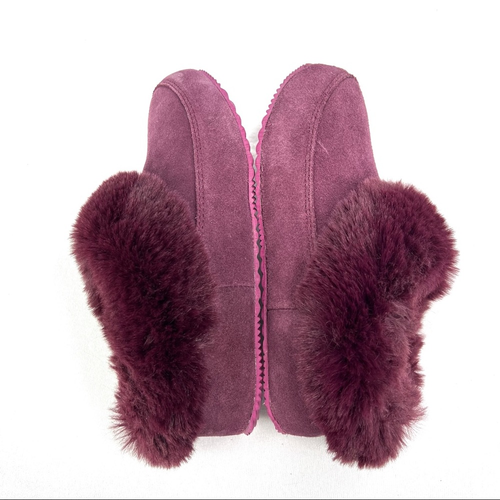 Sorel Go Coffee Run Slippers Slip On Red Suede Faux Fur Lined Rubber Sole 6 - Picture 6 of 8